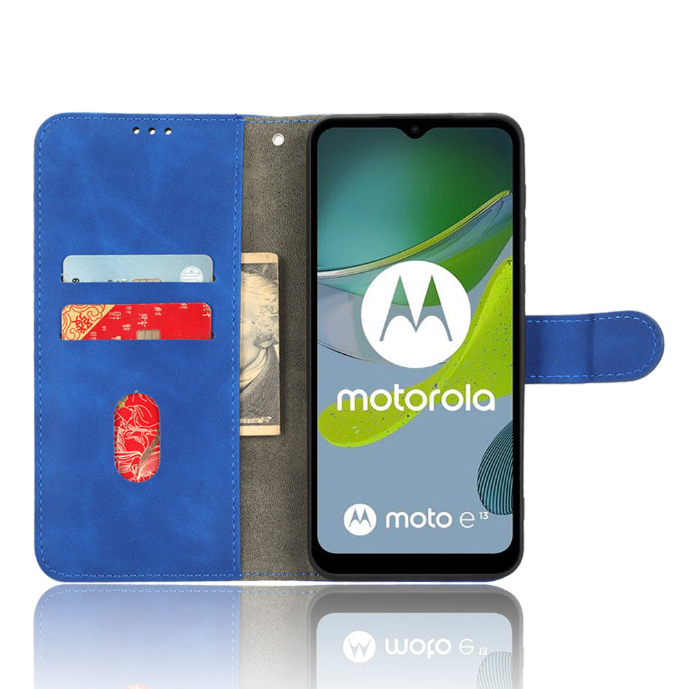Leather Mobile Phone Case For Motorola Moto E13 4G Skin-touch Shockproof Flip Phone Cover Stand Wallet Leather Mobile Phone Case For Motorola Moto E13 4G Skin-touch Shockproof Flip Phone Cover Stand Wallet